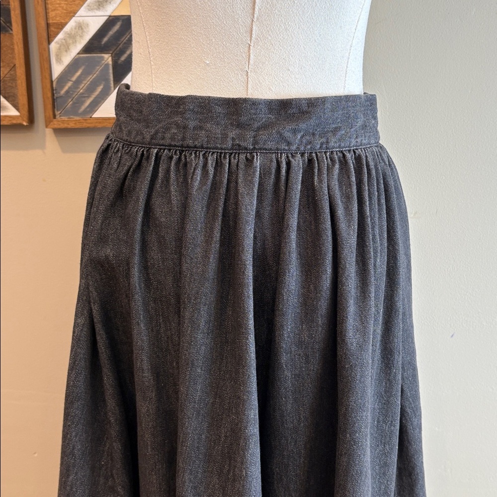 Vintage Ralph Lauren Blue Label 80s Black Denim Tiered Peasant Maxi Skirt sz 10 - Picture 10 of 16